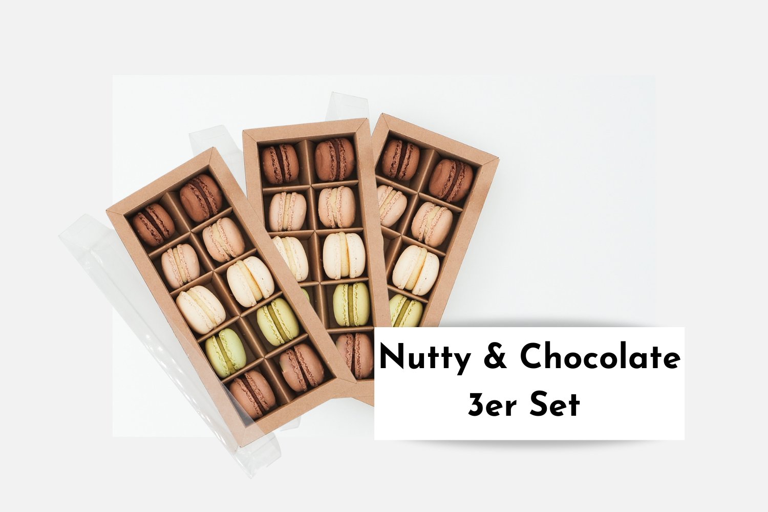 3x 10er Boxen | "Nutty & Chocolate" | Mini Macarons | Set - Seidenzucker